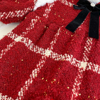 Winter Arrival Baby Girls Long Sleeves Plaid Pattern Fleece-Lined Warm Dress, MyKids-USA®, Baby & Toddler Dresses, MyKids-USA -  -  -  -  -  -  - 