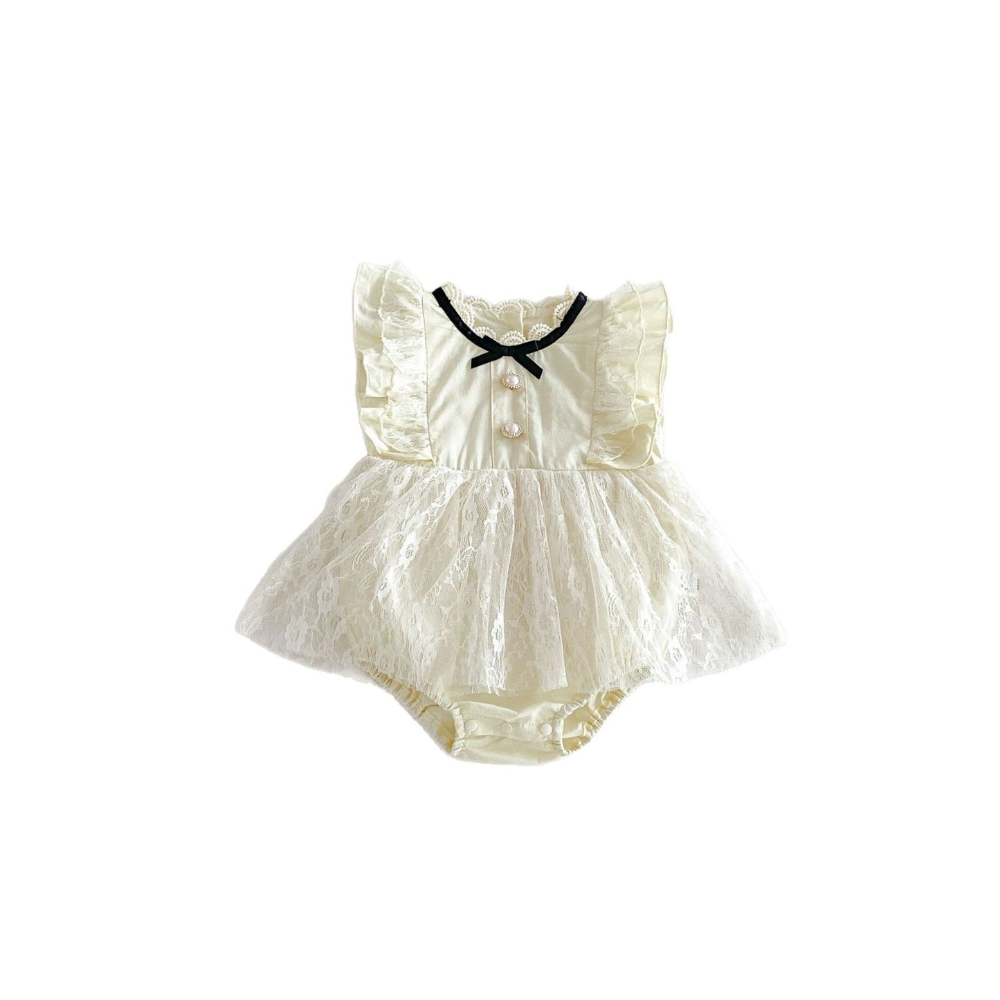 Summer Arrival Baby Girls Sleeveless Flowers Pattern Tulle Patchwork Bodysuit Dress