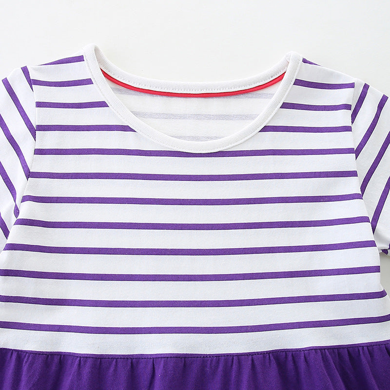 Summer Arrival Colorful Animals Pattern Short Sleeves Striped Dress for Stylish Girls, MyKids-USA®, Baby & Toddler Dresses, MyKids-USA -  -  -  -  -  -  - 