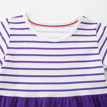 Summer Arrival Colorful Animals Pattern Short Sleeves Striped Dress for Stylish Girls, MyKids-USA®, Baby & Toddler Dresses, MyKids-USA -  -  -  -  -  -  - 