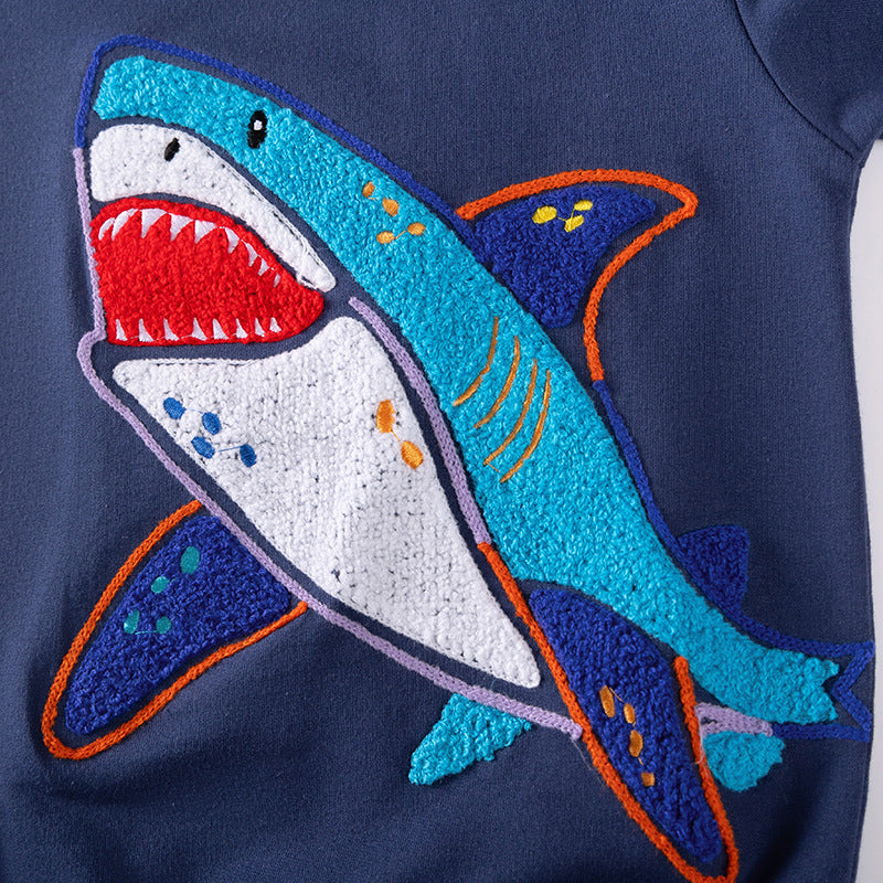 Autumn Arrival Kids Boys Shark Cartoon Pattern Crew Neck Long Sleeves Top Sweatshirt, MyKids-USA®, Sweatshirts, MyKids-USA -  -  -  -  -  -  - 