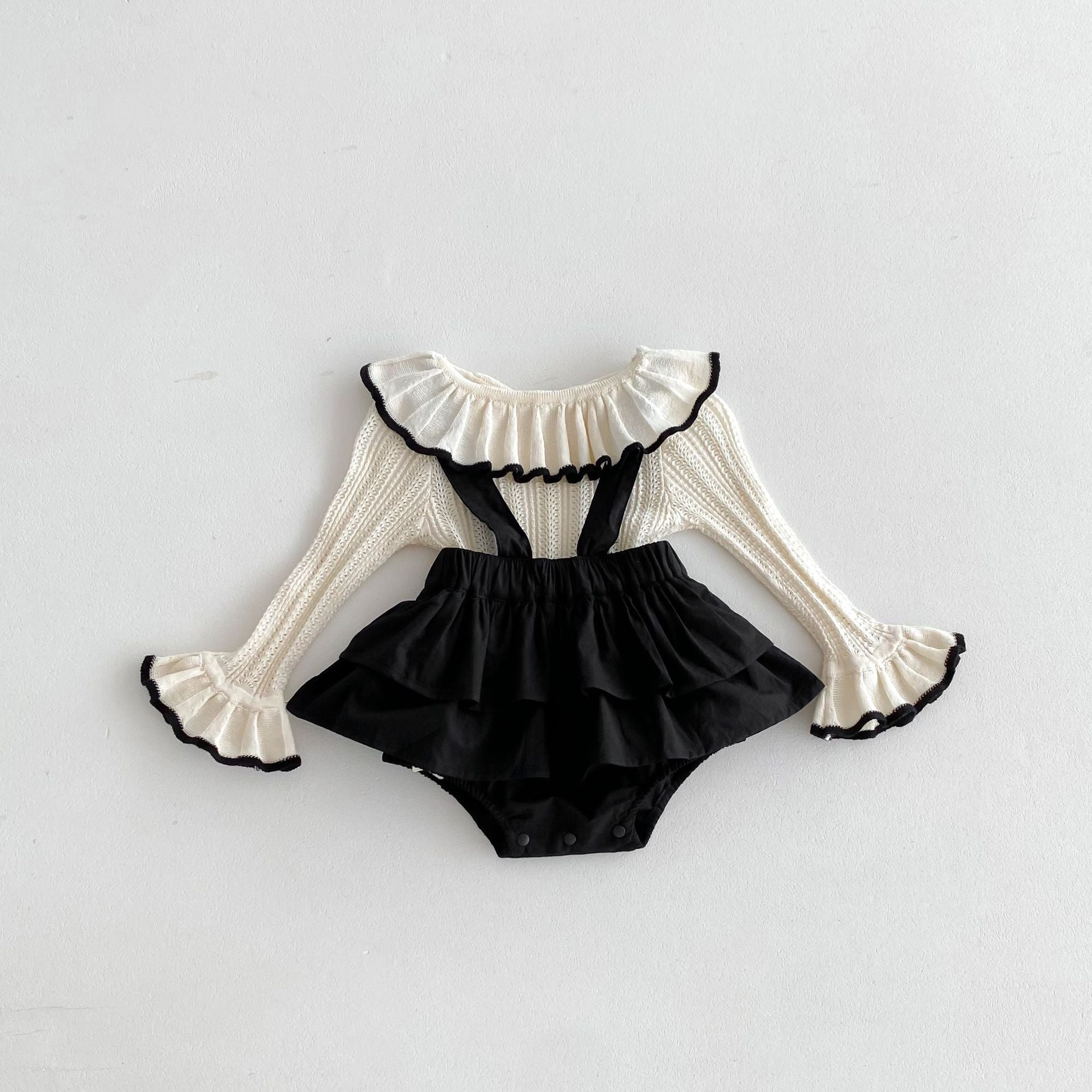 Spring and Autumn Baby Kids Girls Striped Pattern Long Sleeves Beige Top and Sleeveless Onesies Overalls Clothing Set, MyKids-USA®, Baby & Toddler Outfits, MyKids-USA -  -  -  -  -  -  - 