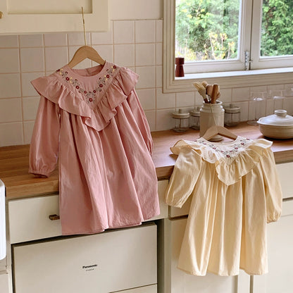 Autumn Arrival Baby Kids Girls Flowers Embroidered Pattern Long Sleeves Dress, MyKids-USA®, Baby & Toddler Dresses, MyKids-USA -  -  -  -  -  -  - 