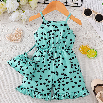 Design Summer Baby Kids Girls Sleeveless Hearts Pattern Overalls with Bag, MyKids-USA®, Baby & Children's One-Pieces, MyKids-USA -  -  -  -  -  -  - .