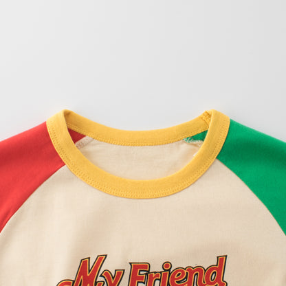 Summer Boys’ Letters Pattern Color Patchwork T-shirt in European and American Style, MyKids-USA®, Baby & Toddler Tops, MyKids-USA -  -  -  -  -  -  - 