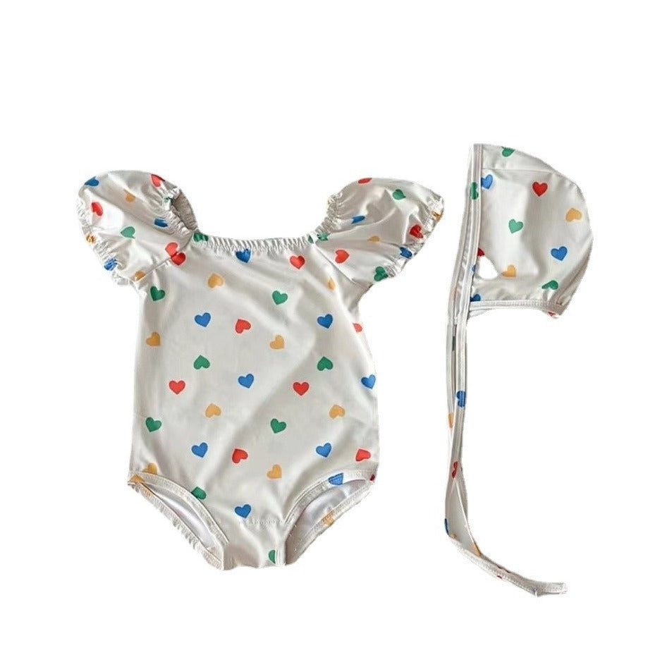 Arrival Girls’ Hearts Pattern Swimwear with Hat Set, MyKids-USA®, Baby & Toddler Swimwear, MyKids-USA -  -  -  -  -  -  - .