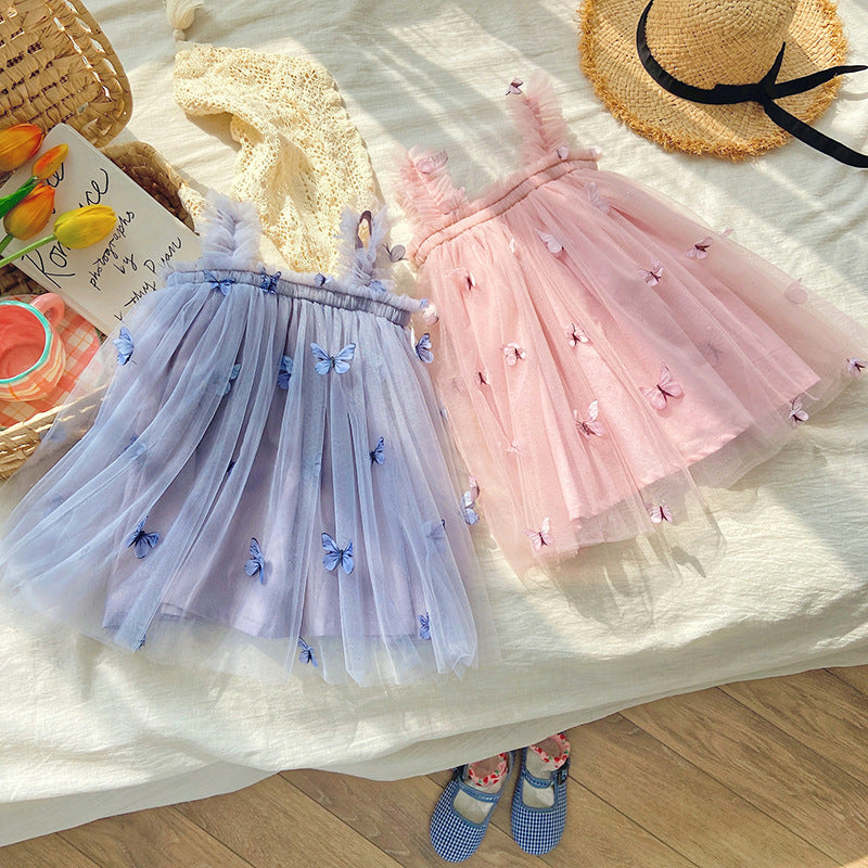 Summer Baby Kids Girls Sleeveless Butterfly Pattern Tulle Strap Dress, MyKids-USA®, Baby & Children's Dresses, MyKids-USA -  -  -  -  -  -  - .