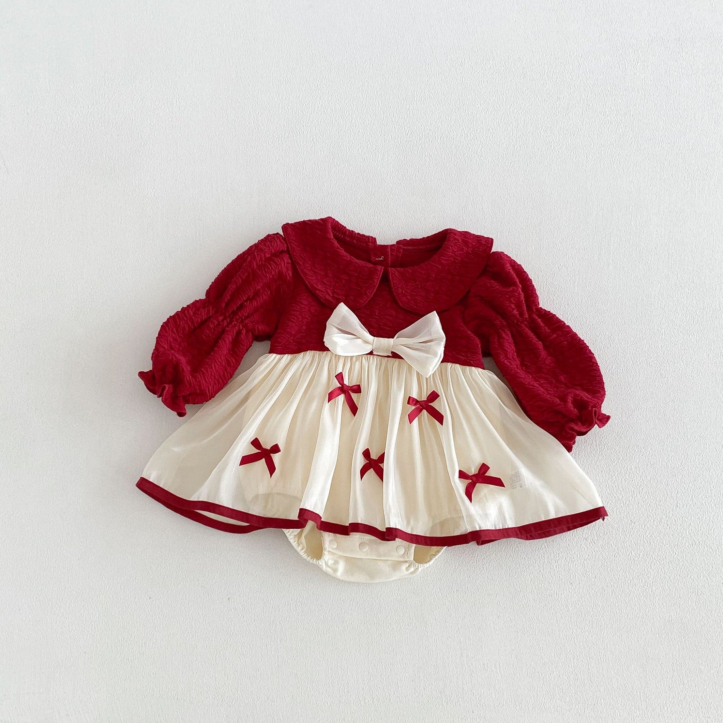 MyKids-USA® Autumn Arrival Baby Girls Long Sleeves Cute Color Patchwork Bodysuit Dress