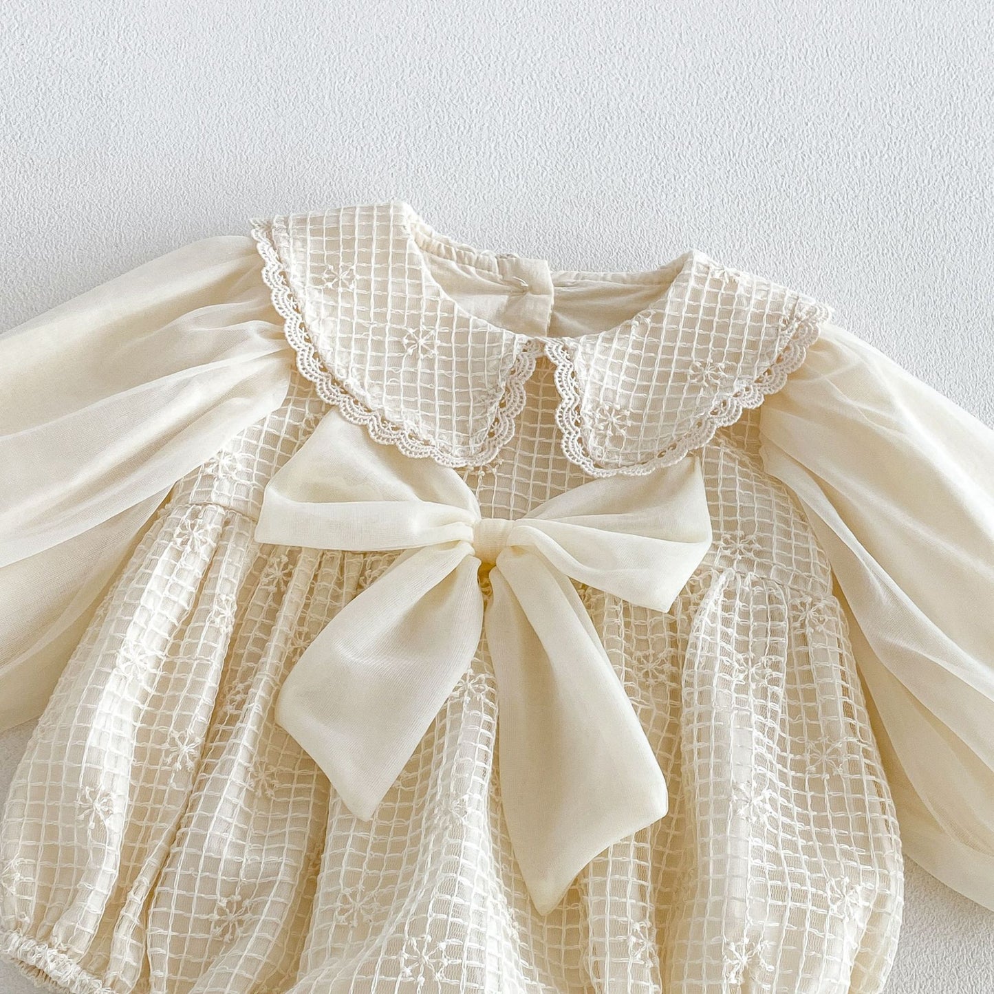MyKids-USA® Autumn Arrival Baby Girls Long Sleeves Solid Color Plaid Bodysuit