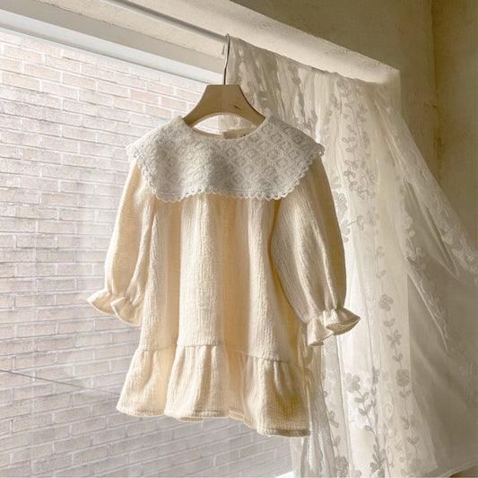 Baby Girls Lace-Trimmed Puff Sleeve Princess Dress
