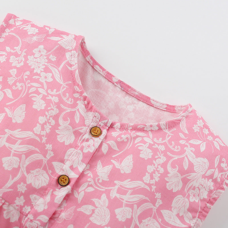 Summer Arrival Floral Sleeveless Single Breasted Dress for Stylish Girls, MyKids-USA®, Baby & Toddler Dresses, MyKids-USA -  -  -  -  -  -  - 