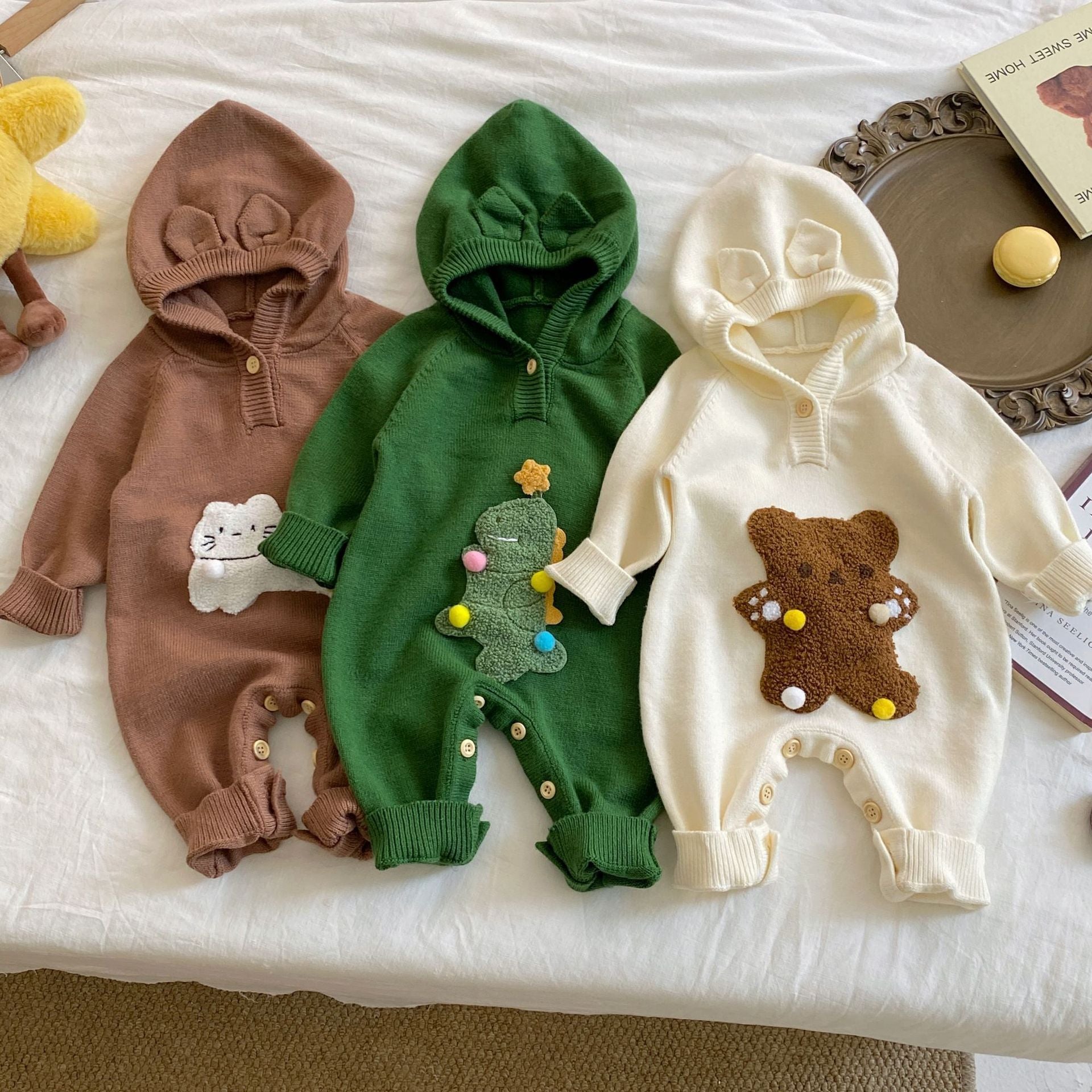 Autumn and Winter Arrival Baby Unisex Long Sleeves Cute Animals Cartoon Pattern Hooded Warm Rompers, MyKids-USA®, Baby One-Pieces, MyKids-USA -  -  -  -  -  -  - 