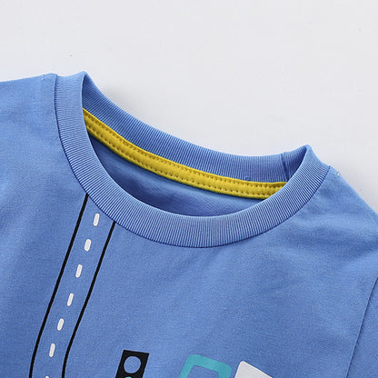 Summer Boys’ Vehicles Cartoon Pattern T-shirt in European and American Style, MyKids-USA®, Baby & Toddler Tops, MyKids-USA -  -  -  -  -  -  - 