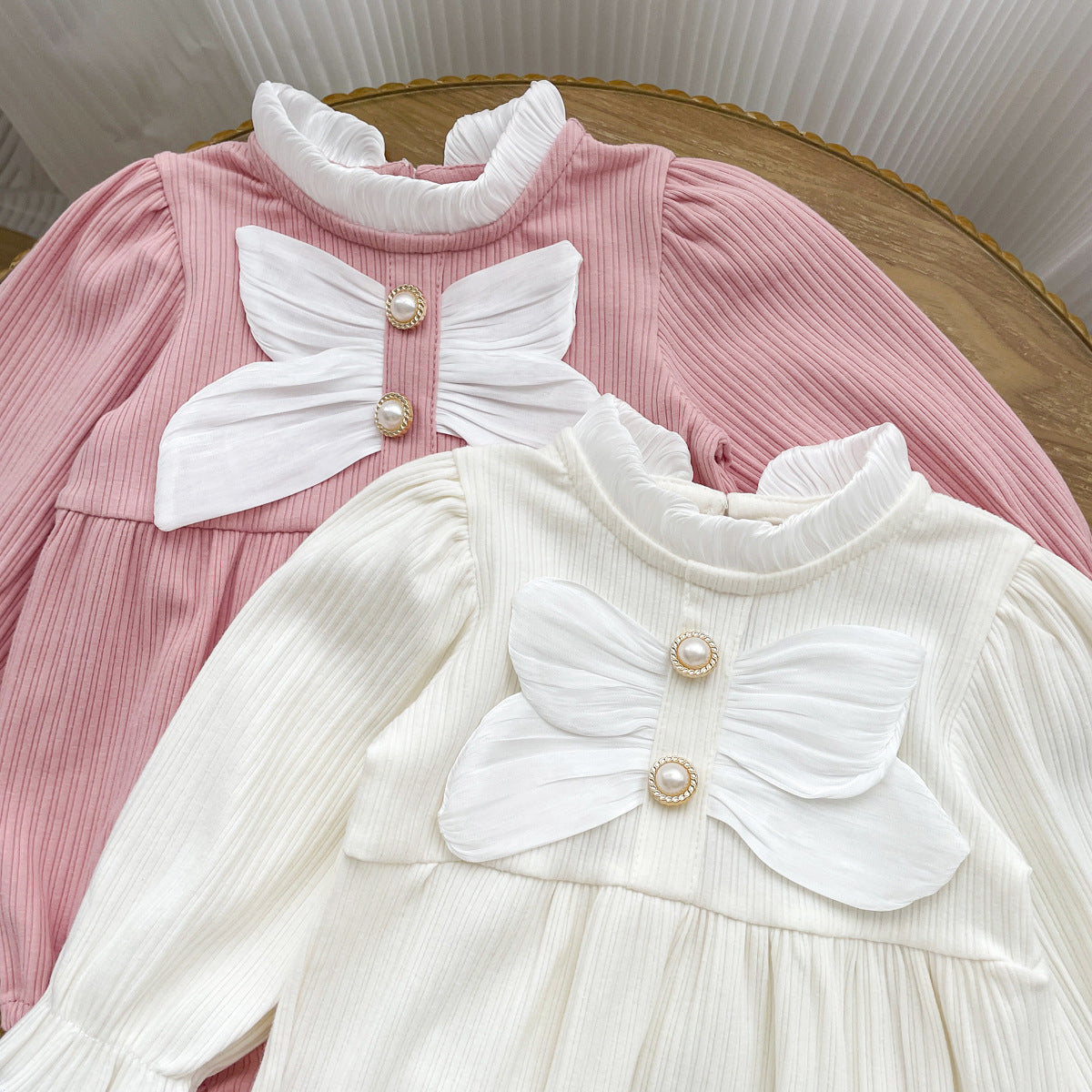 Autumn Arrival Baby Girls Long Sleeves Butterfly-bow Decorated Onesies, MyKids-USA®, Baby One-Pieces, MyKids-USA -  -  -  -  -  -  - 