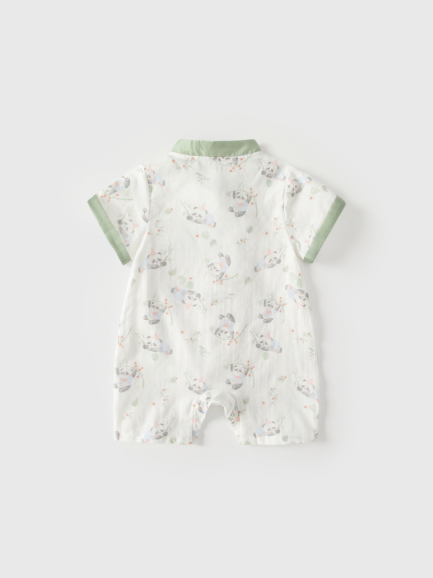 Summer Arrival Baby Boys Short Sleeves Cartoon Panda Pattern Rompers Bodysuits