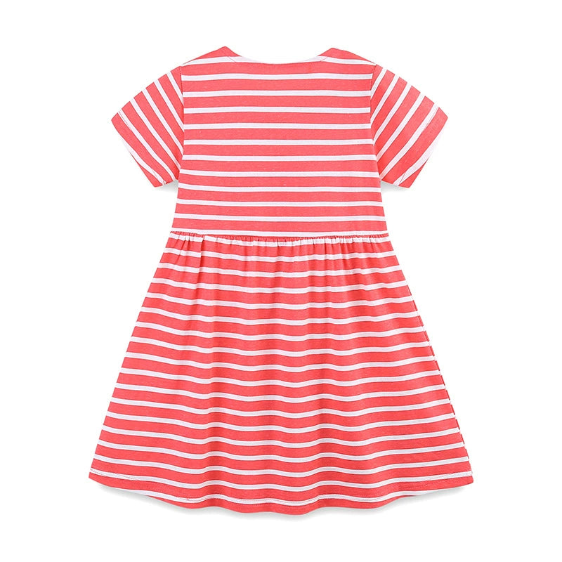 Summer Arrival Animals Cartoon Pattern Short Sleeves Striped Dress for Stylish Girls, MyKids-USA®, Baby & Toddler Dresses, MyKids-USA -  -  -  -  -  -  - 