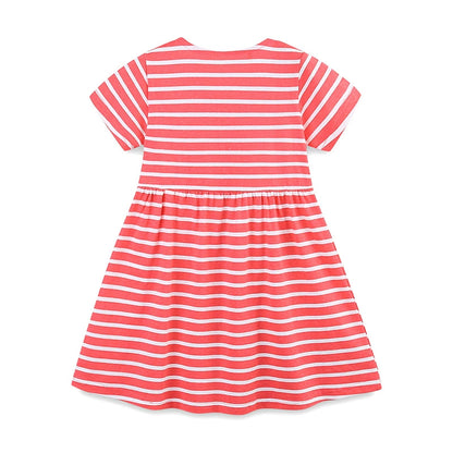Summer Arrival Animals Cartoon Pattern Short Sleeves Striped Dress for Stylish Girls, MyKids-USA®, Baby & Toddler Dresses, MyKids-USA -  -  -  -  -  -  - 