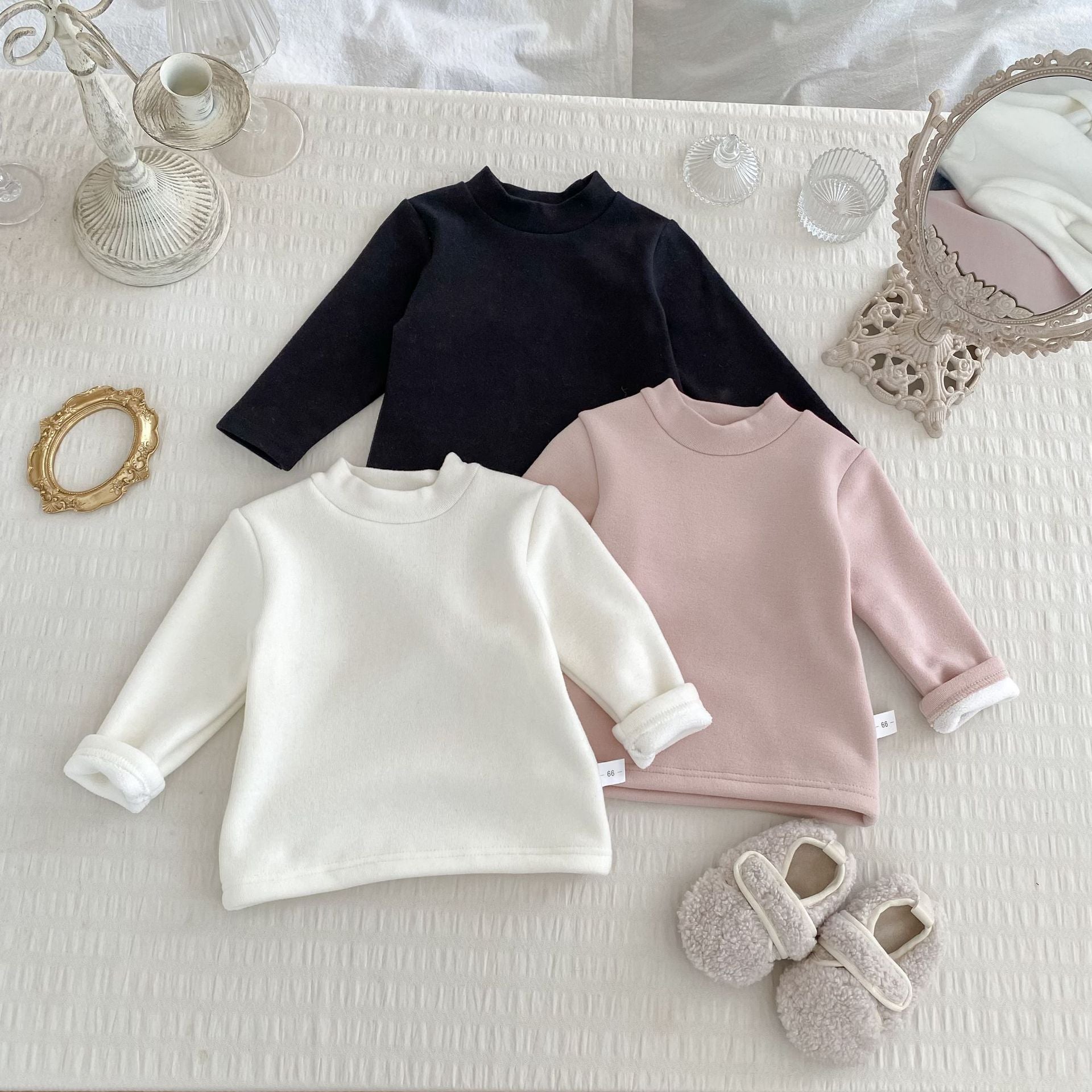 Autumn and Winter Arrival Baby Kids Unisex Long Sleeves Solid Color Fleece-lined Warm Top, MyKids-USA®, Baby & Toddler Tops, MyKids-USA -  -  -  -  -  -  - 