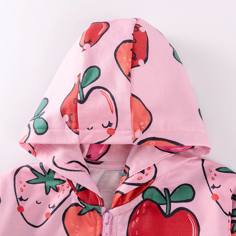 Spring and Autumn Girls Fruits Cartoon Pattern Long Sleeves Zip-up Coat, MyKids-USA®, Baby & Toddler Coats & Jackets, MyKids-USA -  -  -  -  -  -  - 
