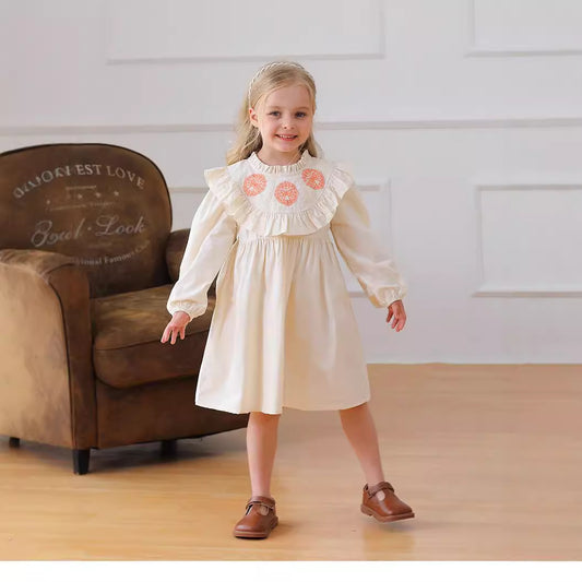 Arrival Autumn Girls Butterfly Embroidery Pattern Long Sleeves Ruffle Neck Dress, MyKids-USA®, Baby & Toddler Dresses, MyKids-USA -  -  -  -  -  -  - 