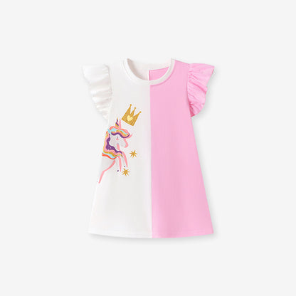 Summer Arrival Cartoon Pattern Fly Sleeves Color Patchwork Dress for Stylish Girls, MyKids-USA®, Baby & Toddler Dresses, MyKids-USA - Size/Age - 90 (12-24M) - Color - Colorful -  -  - TR2602031542-A.