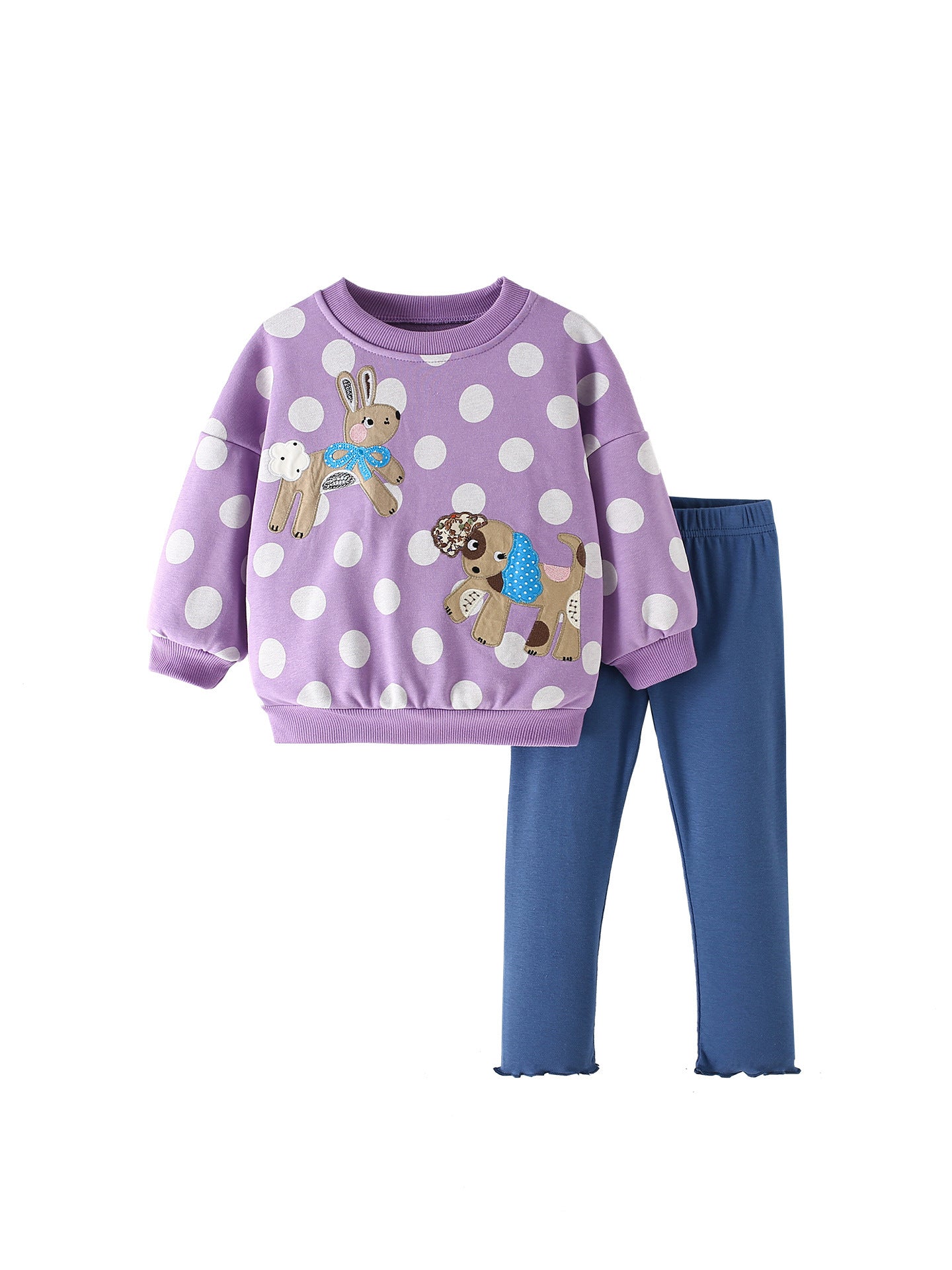 MyKids-USA® Winter and Autumn Baby Kids Girls Cartoon Pattern Long Sleeves Sweatshirt and Plain Pants Clothing Set