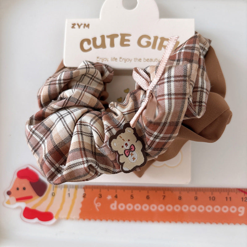 Collection of 2 Versatile Casual Plaid Pattern Hair Ties