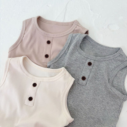 Simple Sleeveless Summer Children’s Vest, Unisex Baby Cotton Blend Casual Plain Top, MyKids-USA®, Baby & Toddler Tops, MyKids-USA -  -  -  -  -  -  - 
