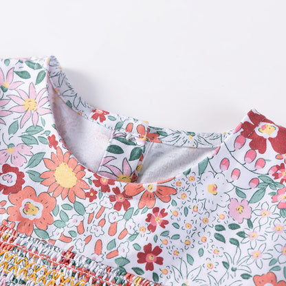 Arrival Autumn Girls Floral Pattern Long Sleeves Crew Neck Dress, MyKids-USA®, Baby & Toddler Dresses, MyKids-USA -  -  -  -  -  -  - 