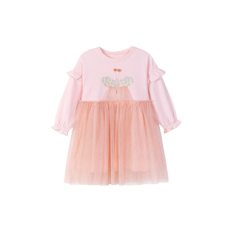 Autumn Arrival Butterfly Pattern Long Sleeves Crew Neck Dress for Stylish Girls, MyKids-USA®, Baby & Toddler Dresses, MyKids-USA -  -  -  -  -  -  - 