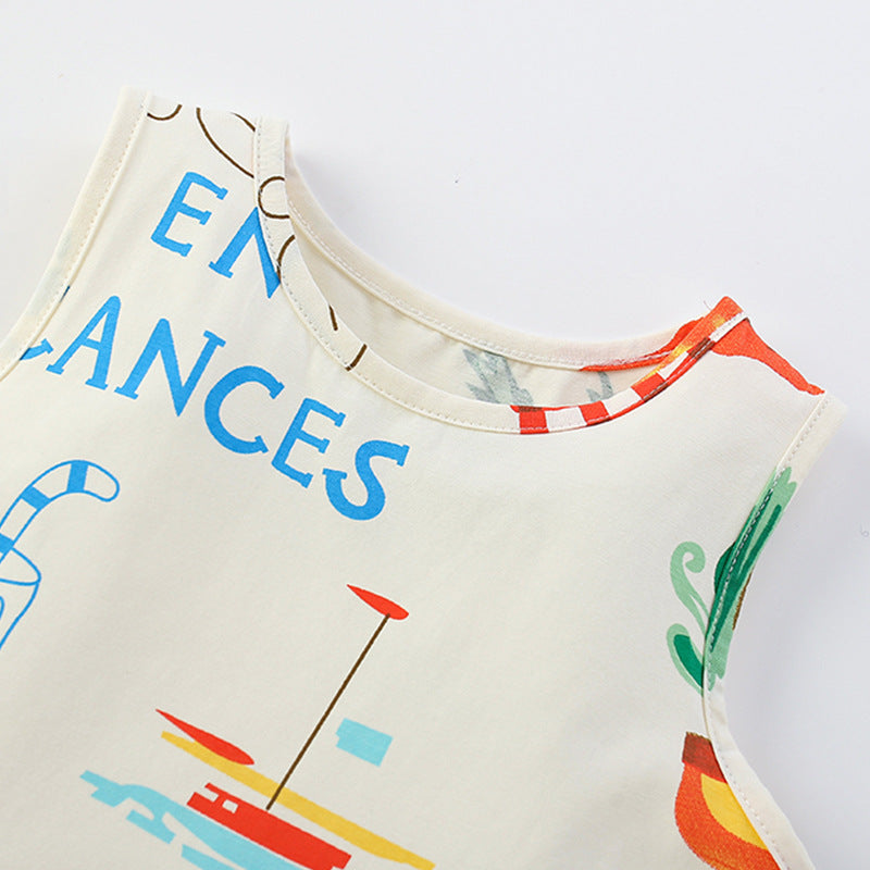 Summer Arrival Cartoon and Letters Pattern Sleeveless Dress for Stylish Girls, MyKids-USA®, Baby & Toddler Dresses, MyKids-USA -  -  -  -  -  -  - 