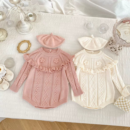 Autumn Arrival Baby Girls Knitted Long Sleeves Geometric Jacquard Pattern Onesies, MyKids-USA®, Baby One-Pieces, MyKids-USA -  -  -  -  -  -  - 