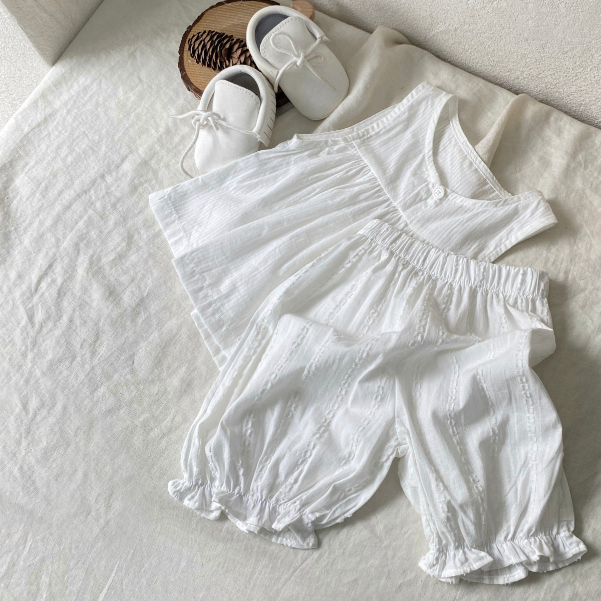 Arrival Summer Baby Kids Girls Sleeveless Plain Striped Top and Pants Clothing Set