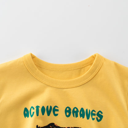 Summer Boys’ Grizzly and Letters Pattern T-shirt in European and American Style, MyKids-USA®, Baby & Toddler Tops, MyKids-USA -  -  -  -  -  -  - 