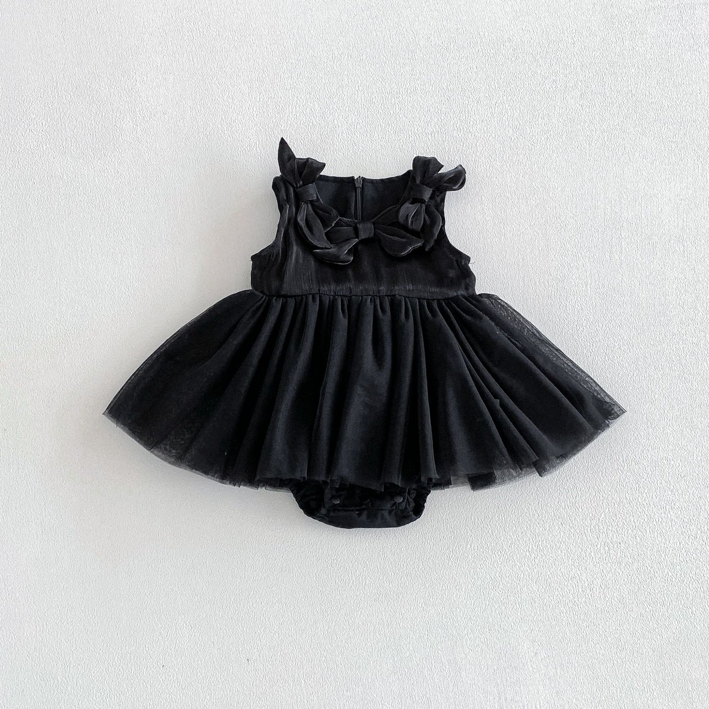 Summer Arrival Baby Girls Sleeveless Butterfly-bows Decorated Bodysuit Dress, MyKids-USA®, Baby & Children's Dresses, MyKids-USA - Size/Age - 66 (3-6M) - Color - Black -  -  - TR2604272350-A.