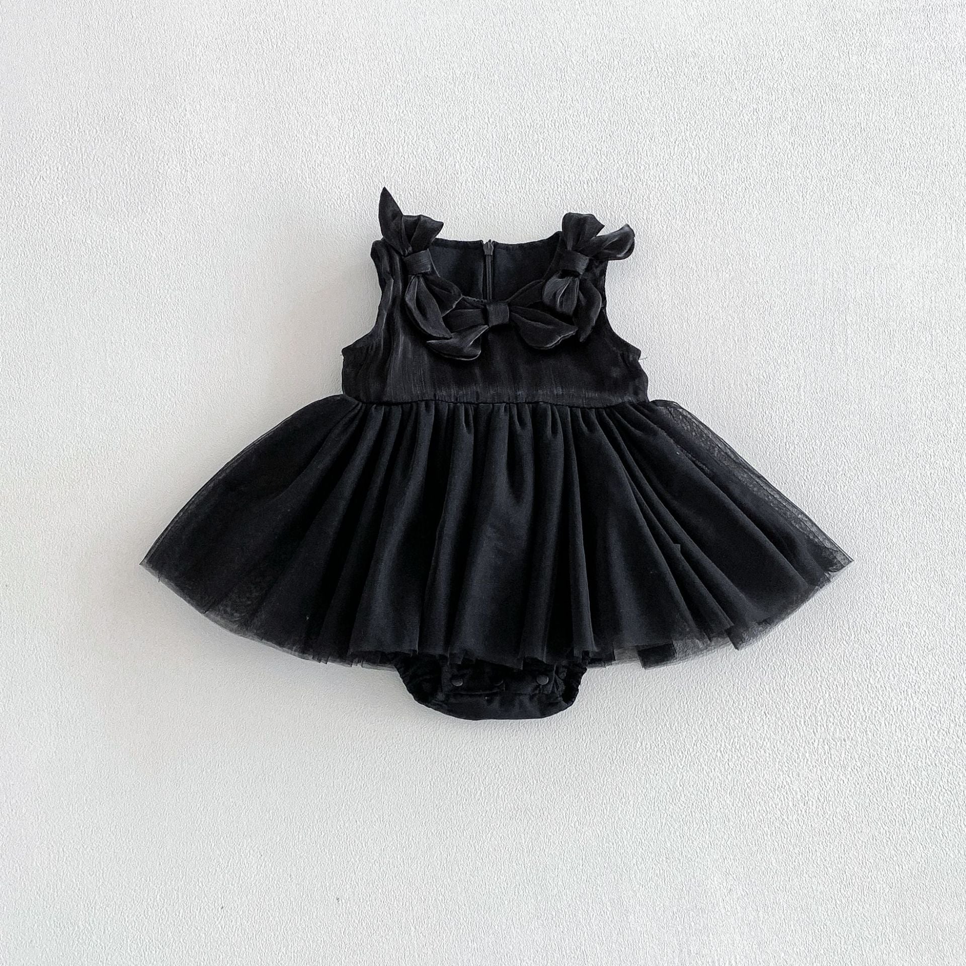 Summer Arrival Baby Girls Sleeveless Butterfly-bows Decorated Bodysuit Dress, MyKids-USA®, Baby & Children's Dresses, MyKids-USA - Size/Age - 66 (3-6M) - Color - Black -  -  - TR2604272350-A.