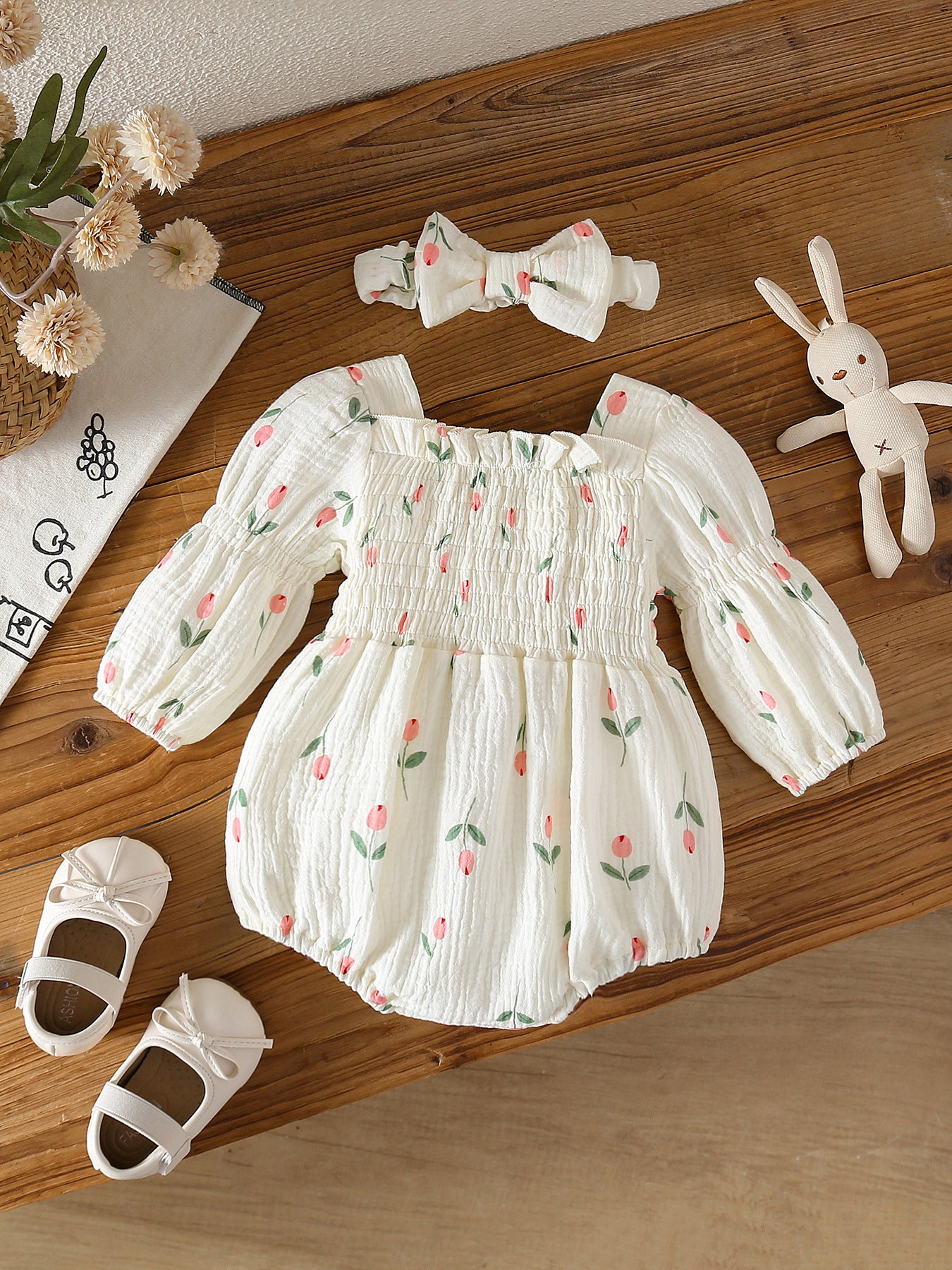 MyKids-USA® Autumn Design Baby Girls Flowers Pattern Long Sleeves Bodysuit