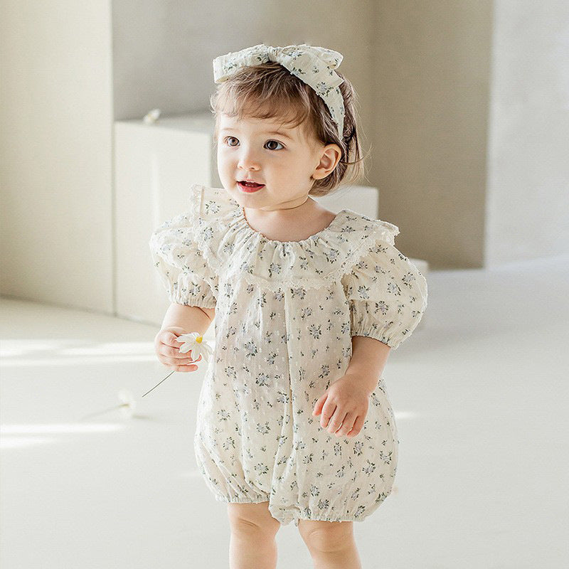 Baby Girl Flower Pattern Flying Sleeves Onesies & Clothing Sets With Headband, MyKids-USA®, Baby & Toddler Outfits, MyKids-USA -  -  -  -  -  -  - 