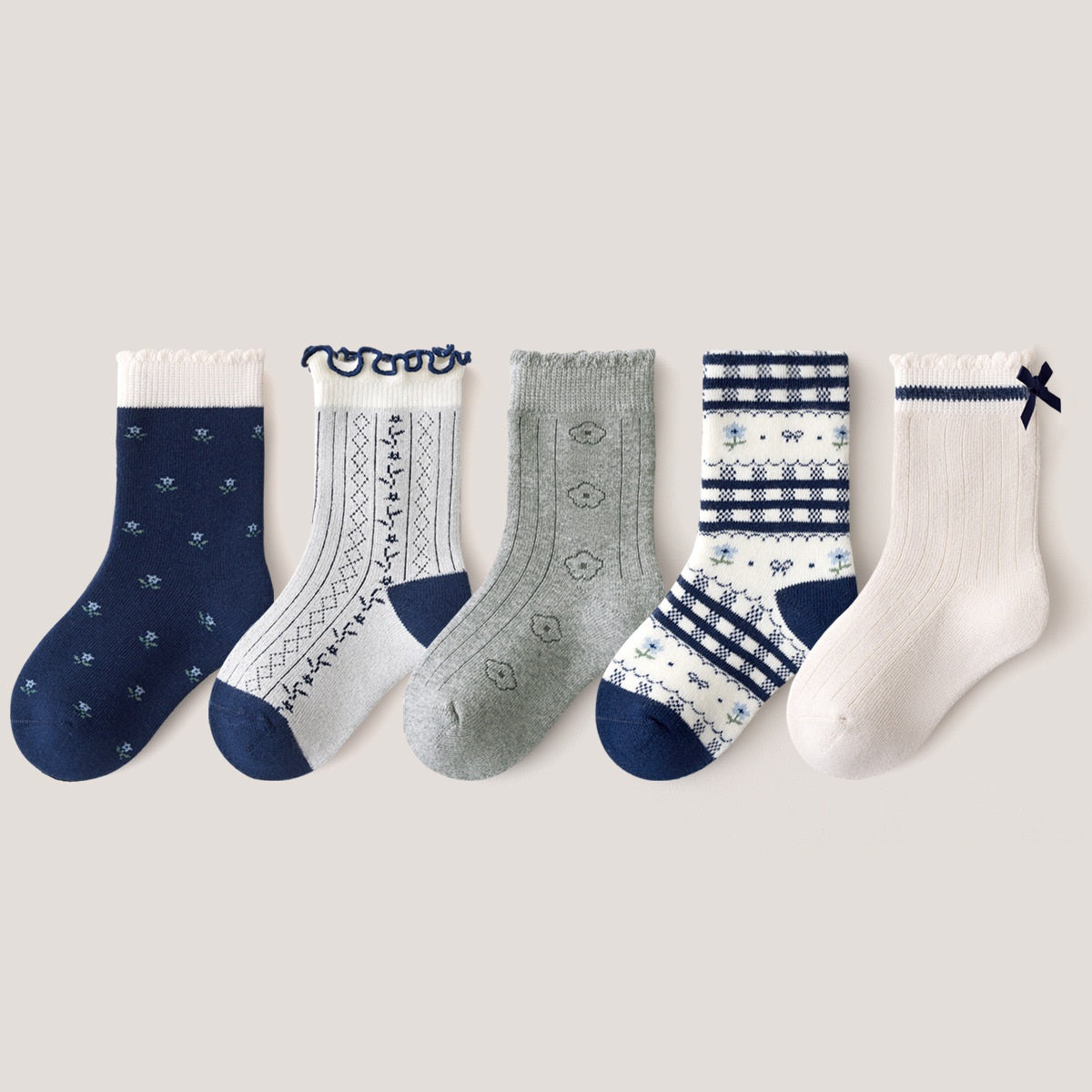 Winter Arrival Baby Kids Unisex Breathable Simple Cute Pattern Socks 1 Lot=5-Pair Set, MyKids-USA®, Baby & Toddler Socks & Tights, MyKids-USA - Size/Age - S (1-3Y) - Color - Light Blue -  -  - TR2512301315-E.