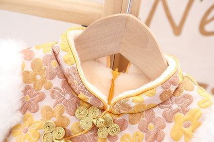 Autumn and Winter Arrival Baby Girls Fleece Sleeveless Floral Warm Dress, MyKids-USA®, Baby & Toddler Dresses, MyKids-USA -  -  -  -  -  -  - 