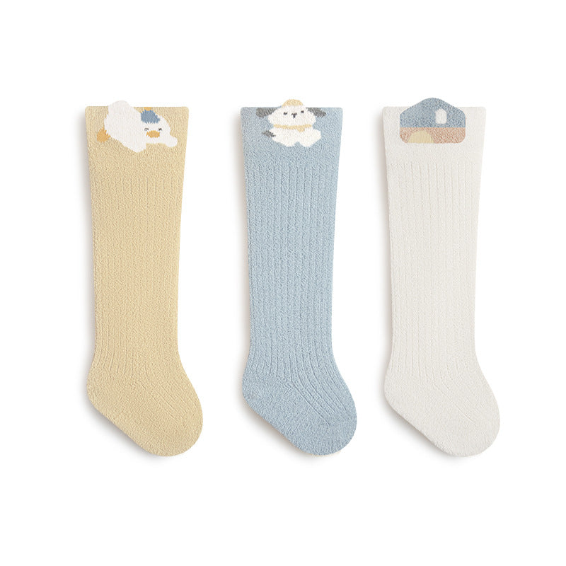 Winter Arrival Baby Unisex Breathable Cute Cartoon Pattern Stockings 1 Lot=3-Pair Set, MyKids-USA®, Baby & Toddler Socks & Tights, MyKids-USA - Size/Age - XS (0-6M) - Color - Light Yellow -  -  - TR2601081226-D.