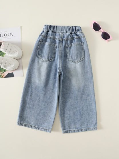 MyKids-USA® Girls Letters Pattern Ripped Jeans