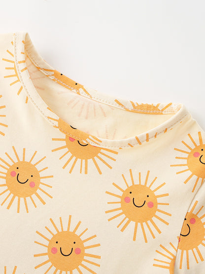 Summer Baby Kids Girls Short Sleeves Cartoon Pattern Dress