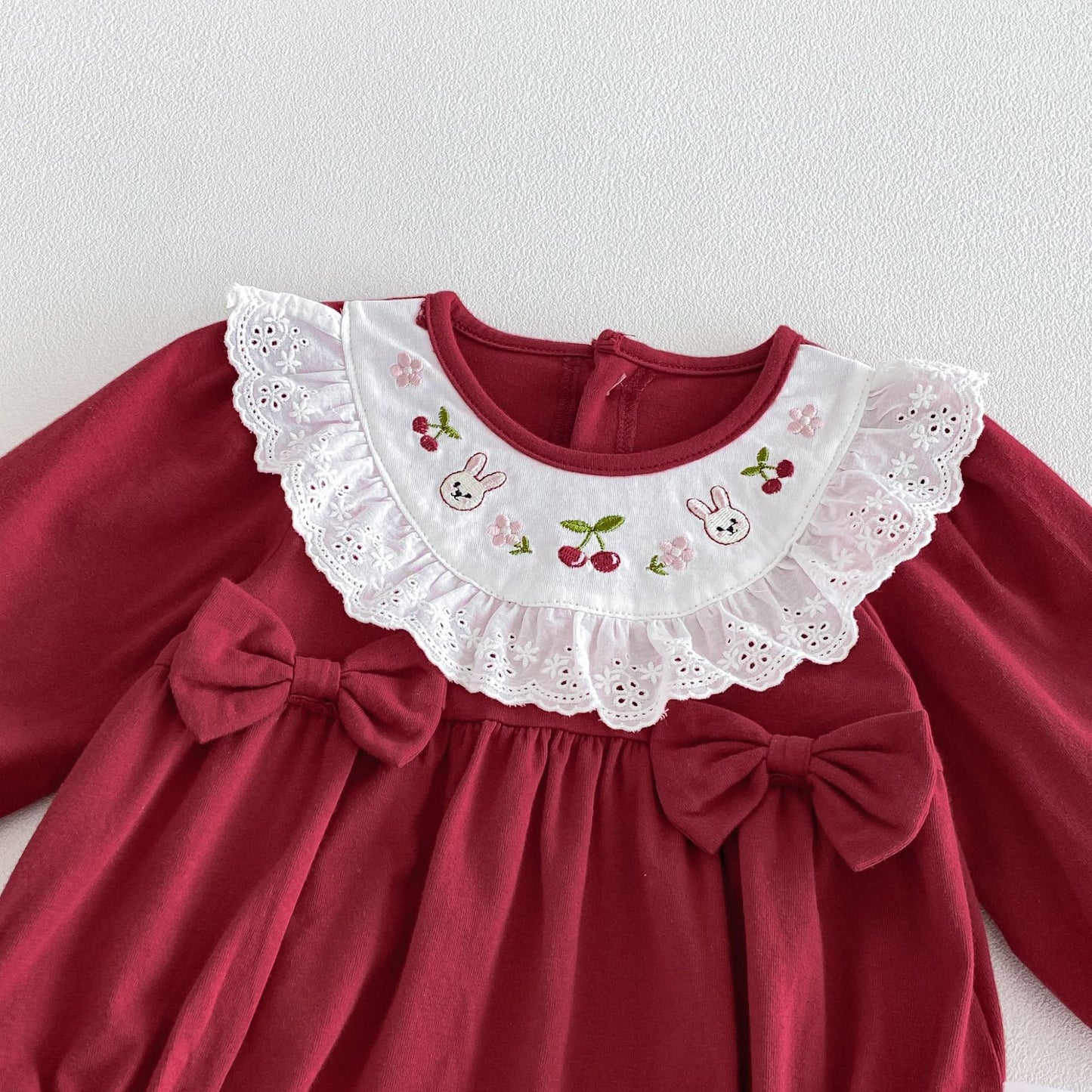 MyKids-USA® Autumn Arrival Baby Girls Long Sleeves Cute Color Patchwork Embroidered Bodysuit