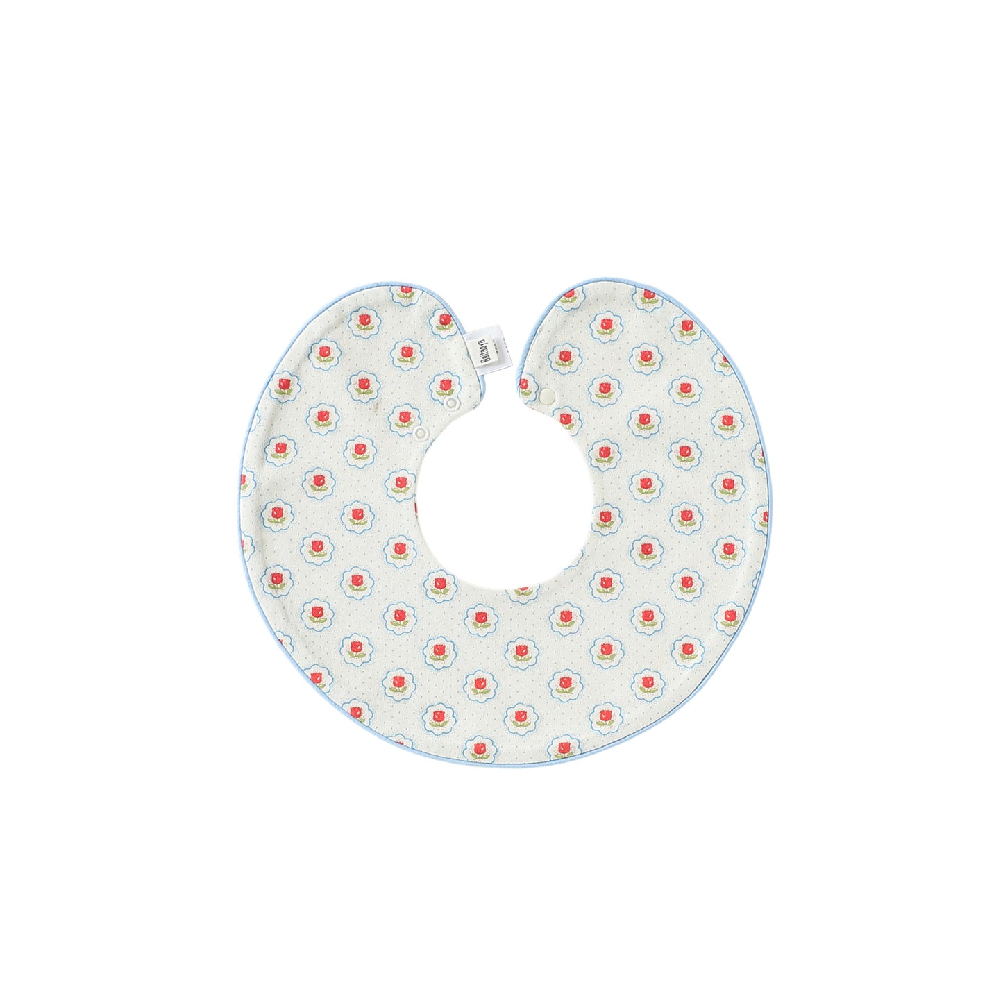 Adorable Flowers and Fruits Pattern Cotton Blend Snap-on Round Shaped Bib, MyKids-USA®, Bibs, MyKids-USA® - Size/Age - M (1-3Y) - Color - Ivory -  -  - TR2604242318-D.