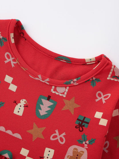 MyKids-USA® Autumn Arrival Baby Kids Girls Princess Christmas Pattern Long Sleeves Dress