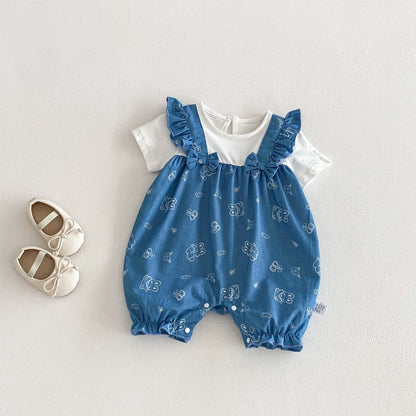 Spring and Summer Arrival Baby Girls Short Sleeves Color Patchwork Cartoon Pattern Rompers, MyKids-USA®, Baby One-Pieces, MyKids-USA -  -  -  -  -  -  - .