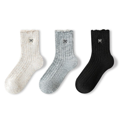 Autumn and Winter Arrival Baby Unisex Breathable Embroidery Pattern Socks 1 Lot=3-Pair Set
