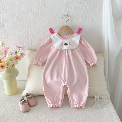 Autumn Arrival Baby Girls Long Sleeves Cartoon Pattern Collar Color Patchwork Rompers, MyKids-USA®, Baby One-Pieces, MyKids-USA -  -  -  -  -  -  - 