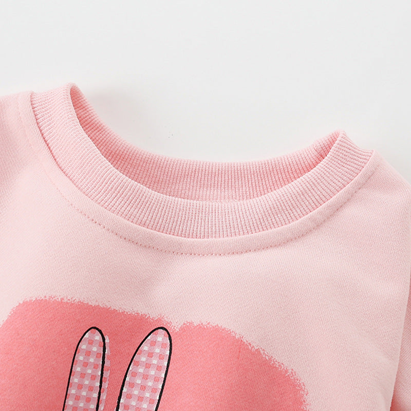 Autumn and Spring Arrival Rabbits Cartoon Pattern Long Sleeves Pullover for Stylish Girls, MyKids-USA®, Sweatshirts, MyKids-USA -  -  -  -  -  -  - 